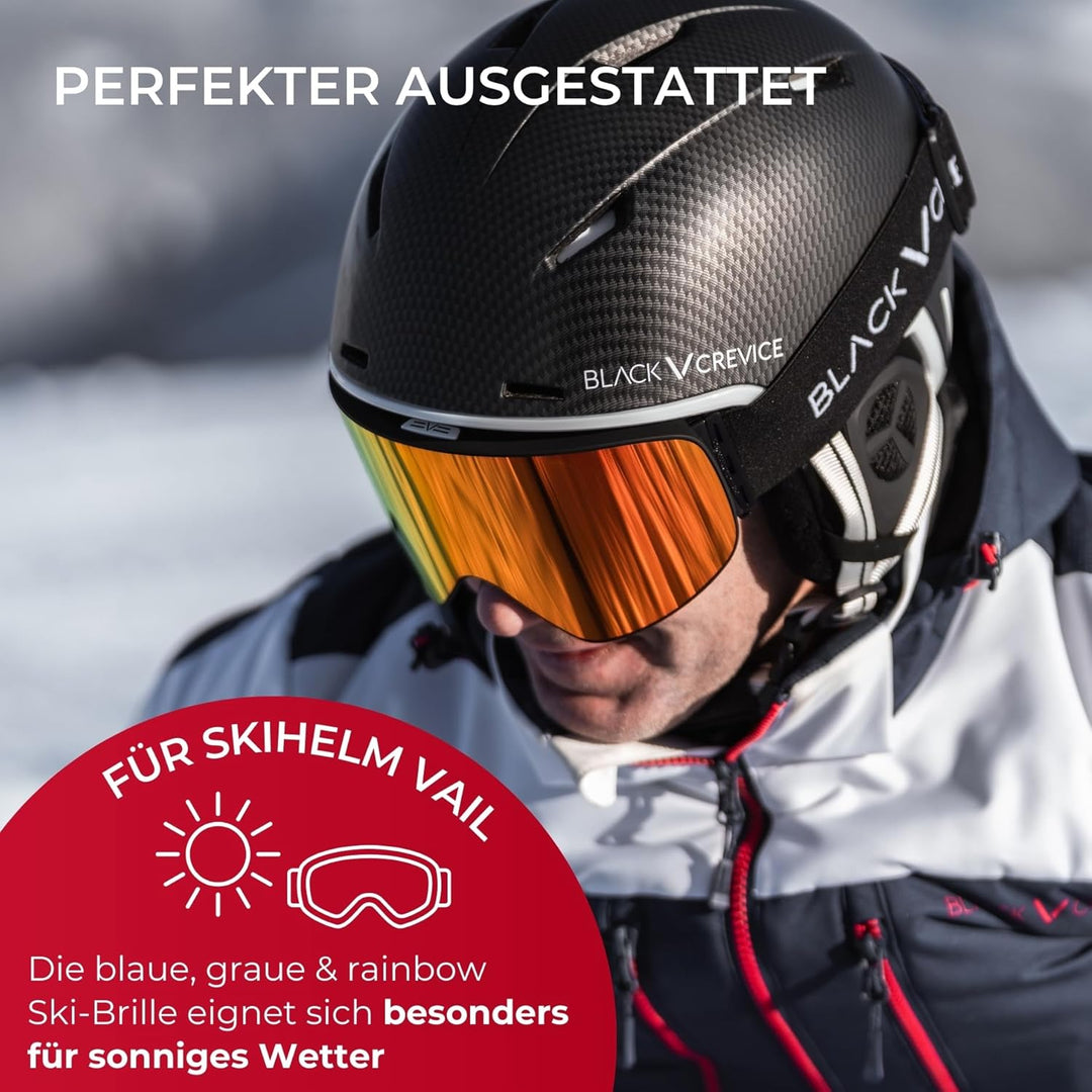 Black Crevice Ersatzvisier mit Vollschutz I Skihelm-Ersatzvisier Skihelm Modell: Vail I Anti-Fog-Bes