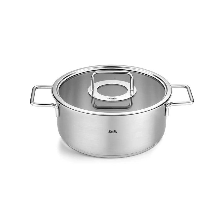 Fissler Pure Collection / Edelstahl-Bratentopf (Ø 24 cm, 3,9L) Töpfe inkl. Glas-Deckel, Innen-Skalie