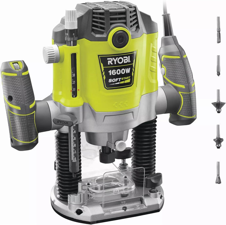 RYOBI RRT1600 – K – Oberfräse, 1600 W + 5 Fräsen