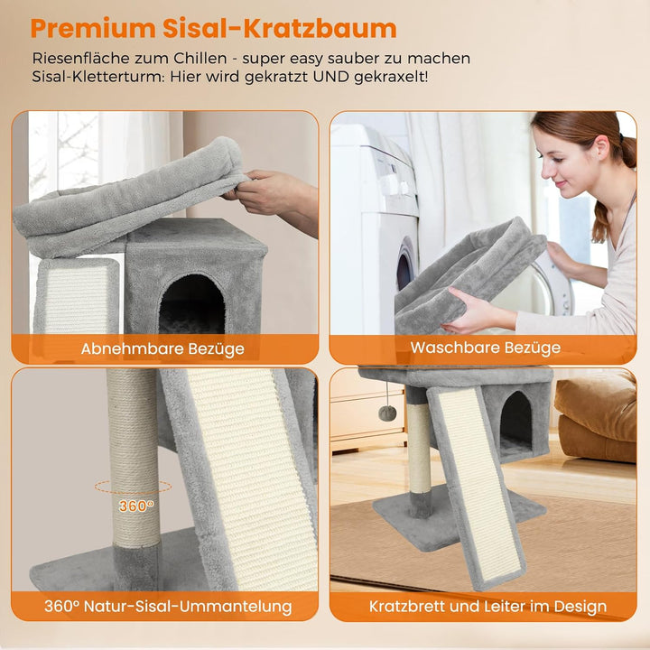 Kratzbaum klein für grosse Katzen XXL - 60cm hoch, Katzenbaum mit extra grosser Plattform (40x50cm)