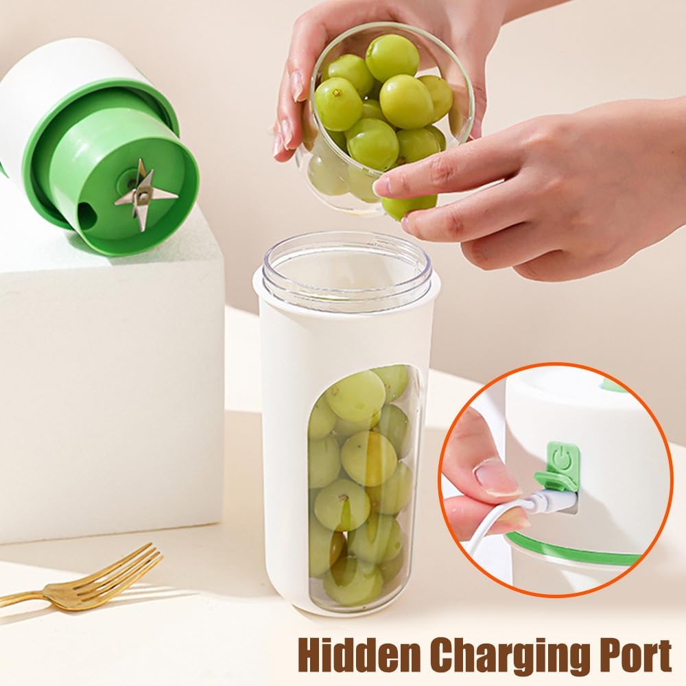 Tragbarer Mixer Becher, Personal Blender, 480ml USB-C Klein Mixer mit 6 Klingen Surround Blade für Z