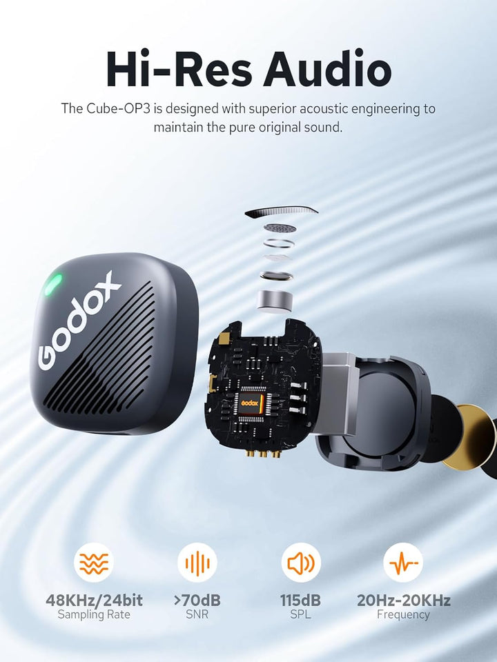 Godox Cube-OP3 Wireless Mikrofon Kit1 für DJI Pocket 3, ultraleichtes Design, 200m (656ft.) Übertrag