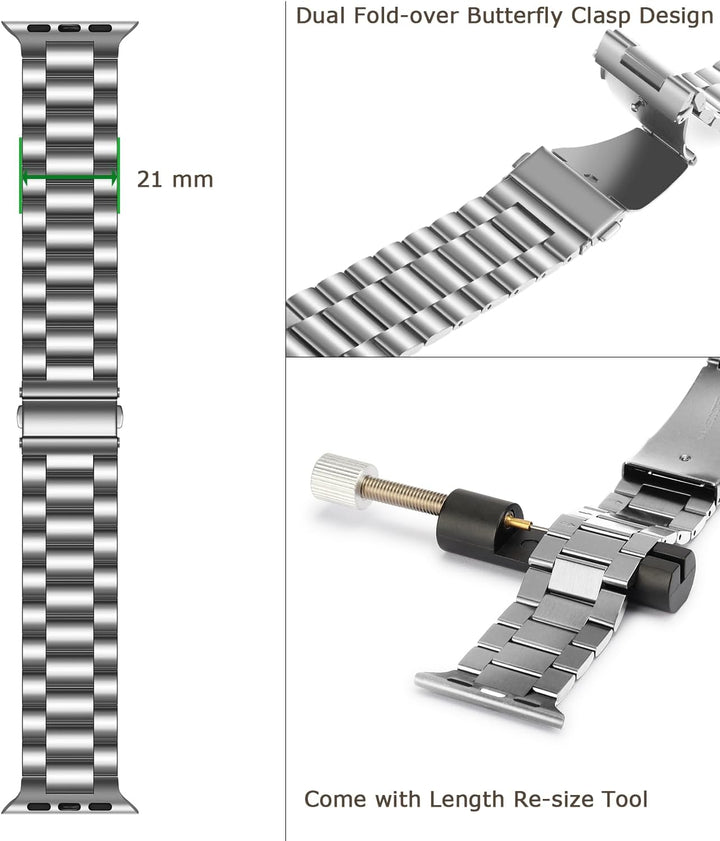 Tasikar Armband Kompatibel mit Apple Watch Armband 41mm 40mm 38mm Prämie Edelstahl Metall Ersatz Arm