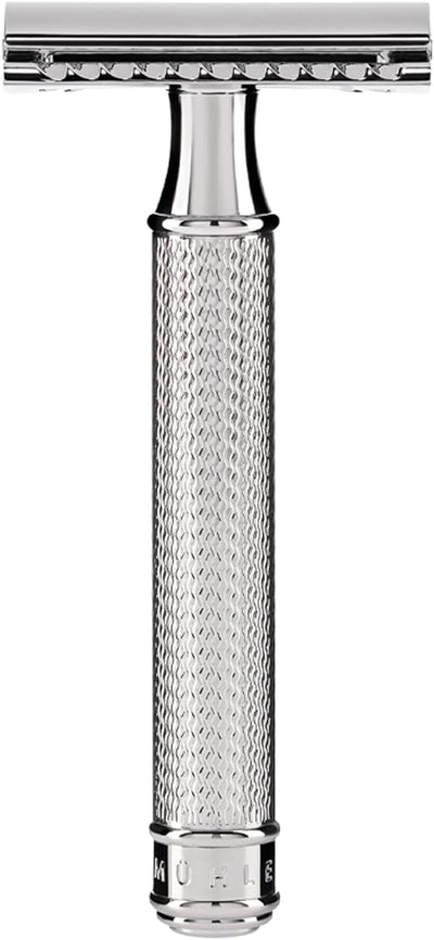 MÜHLE Traditional Rasierset - Rasierhobel mit geschlossenem Kamm und Ständer aus verchromtem Metall