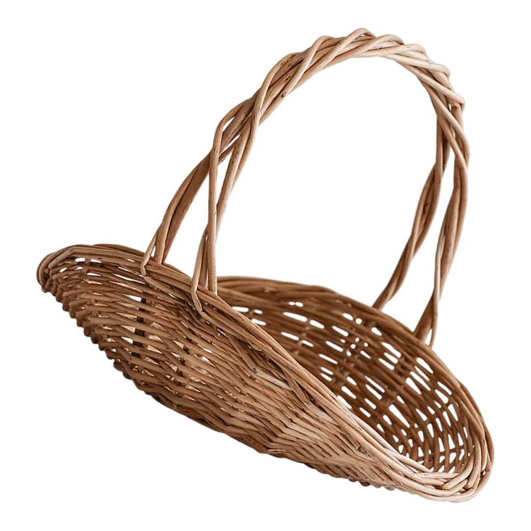 BESTonZON Picknickkorb Rattan Handgewebter Kleiner Obst und Blumenkorb mit Griff für Vielseitige Out