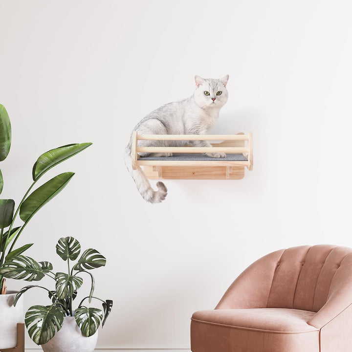 Kiefer-Katzen-Wandregale mit Kratzmatte, Platzsparendes Regal für Katzen katzen wand, katzen wand