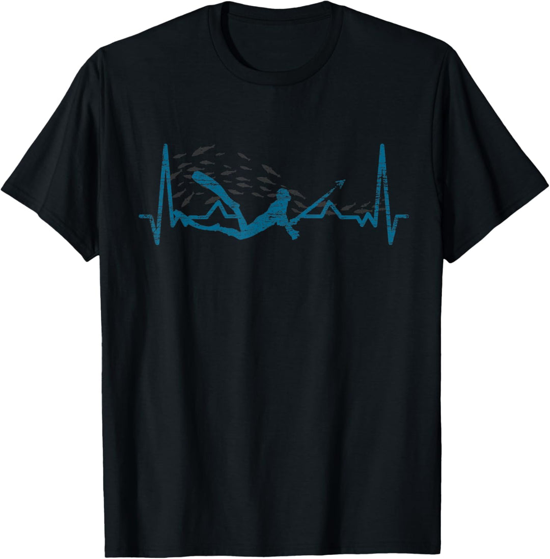 Angeln Geschenk Speerfischer Tauchen Herzschlag Speerfischen T-Shirt