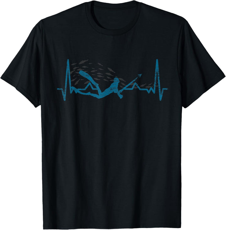 Angeln Geschenk Speerfischer Tauchen Herzschlag Speerfischen T-Shirt