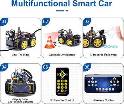 KEYESTUDIO 4WD Programmable Smart Car Robot Starter Learning DIY Kit for Arduino Electronics Program