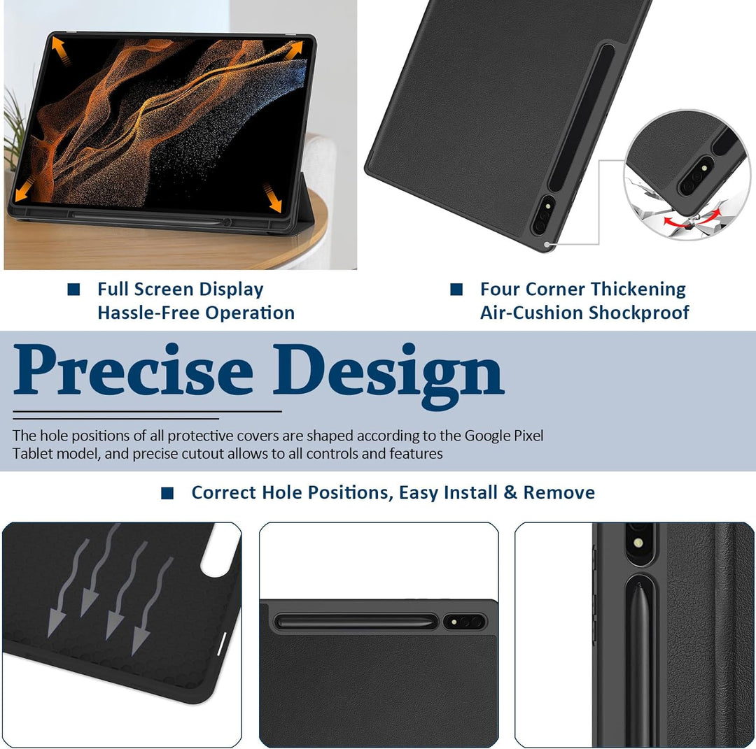 Miimall Lederhülle Kompatibel mit Samsung Galaxy Tab S9 Ultra Hülle, Premium PU+TPU Tab S9 Ultra Hül