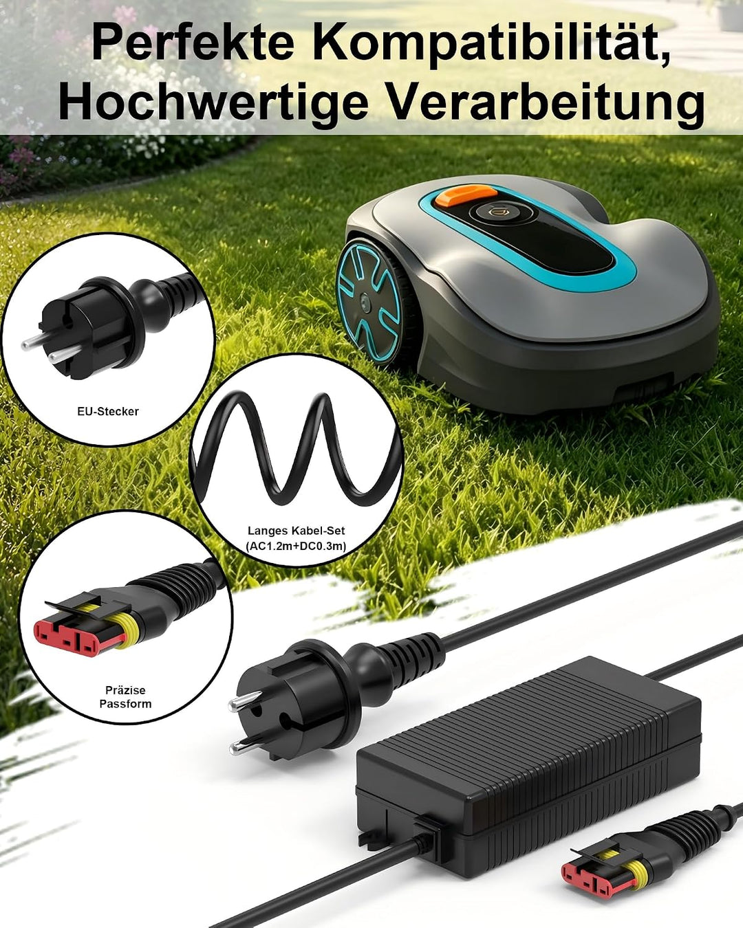 28V 1,3A Ladegerät Netzteil kompatibel mit Husqvarna Automower 105, 305, 310, 310 Mark II, 315 Mark