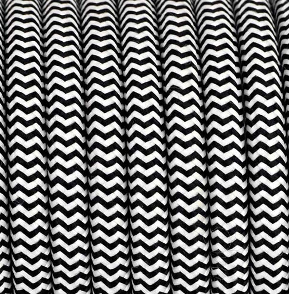 Textilkabel Schwarz-Weiss 40 [3x1,5] 6 Meter 3 - adrig Stoffkabel Pendelleitung Lampenkabel Textile