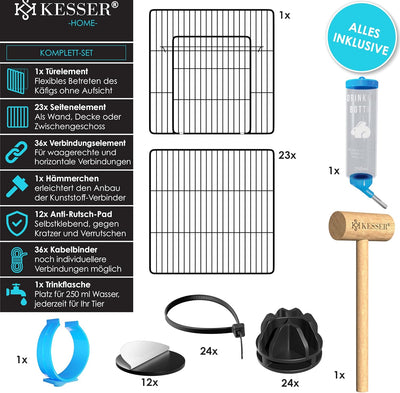KESSER® Freigehege Gittergehege für Kaninchen aus Metallgitter XXL inkl. Tür Kleintiergehege Meersch