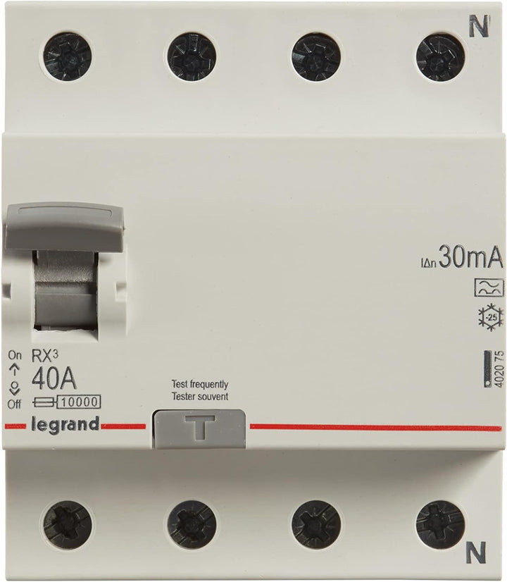 LEGRAND, FI-Schutzschalter 40A, 30mA; Fehlerstromschutzschalter/RCD, 4-polig - 40A / 30mA, 402075 Be