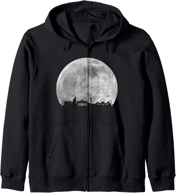 Berlin Skyline Mond Vintage Berlin Kapuzenjacke