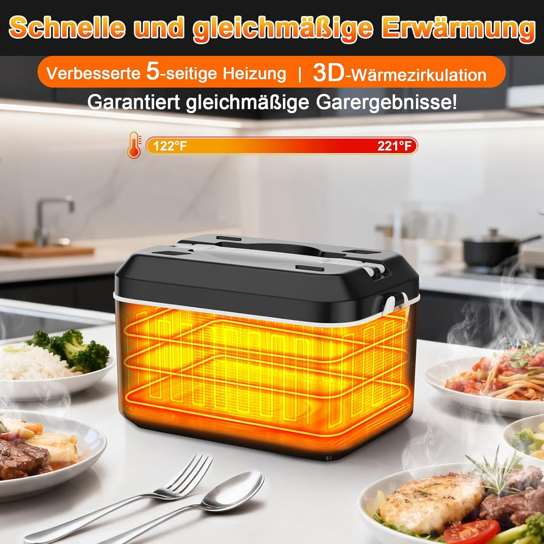 Elektrische lunchbox hermobehälter für Essen mit Akku – 24000 mAh,1,3 L beheizbare lunchbox,3D-Vollf