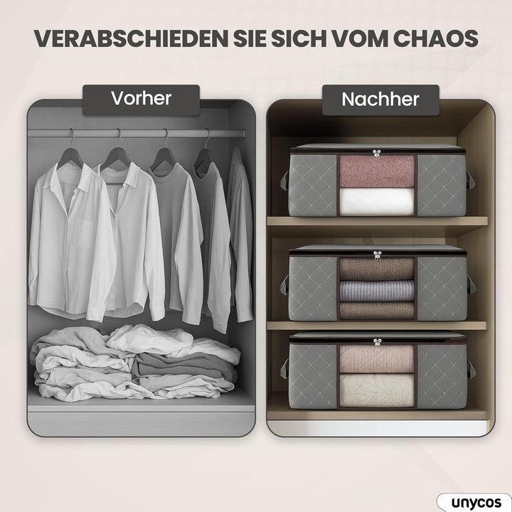 unycos - 6 Stück | 35L Aufbewahrungstasche, Kleideraufbewahrungstaschen, Stoff mit Transparentem Fen