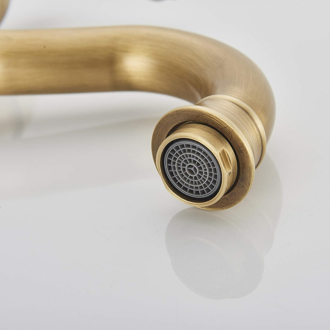 Rozin Wasserhahn Bad Antik Messing Arbeitsplatte Wasserhahn Hoch Waschtischarmatur 360°Schwenkbar Ei