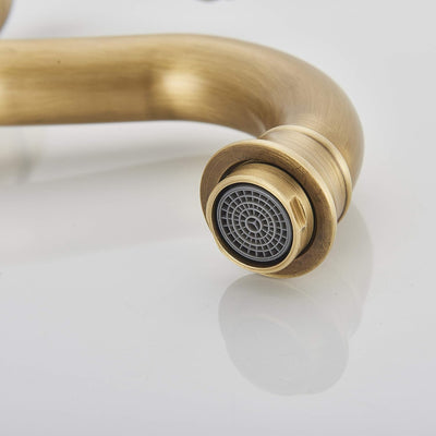Rozin Wasserhahn Bad Antik Messing Arbeitsplatte Wasserhahn Hoch Waschtischarmatur 360°Schwenkbar Ei