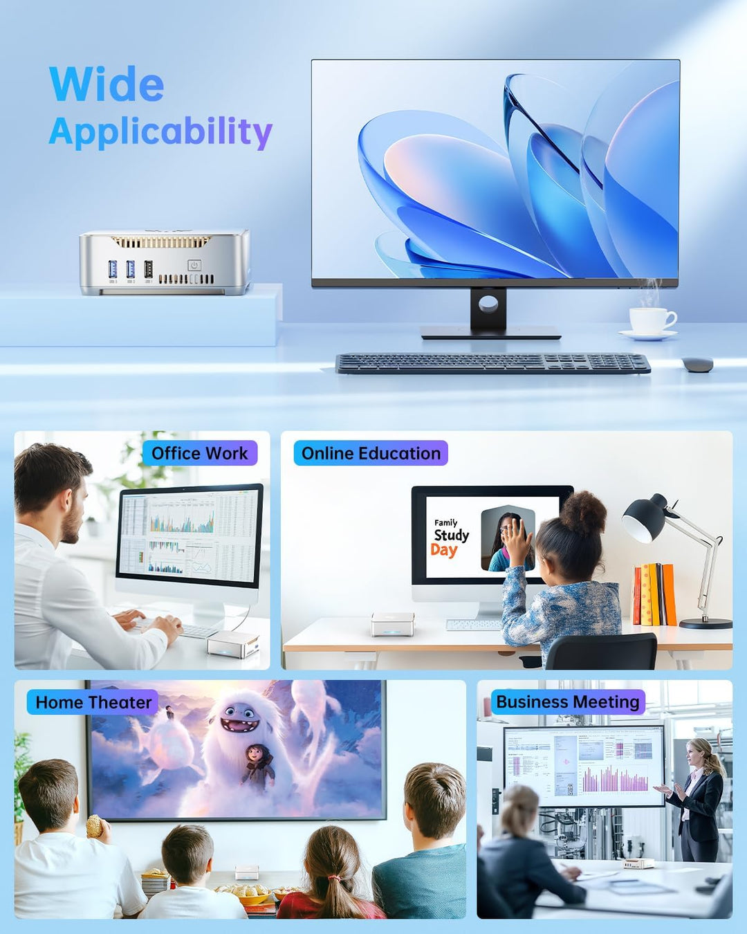 NiPoGi GK3 Plus Mini PC 𝖶indows 11, Ιntel Alder Lake-N95(bis zu 3,40 GHz), 16GB DDR4 512GB M.2 SSD M