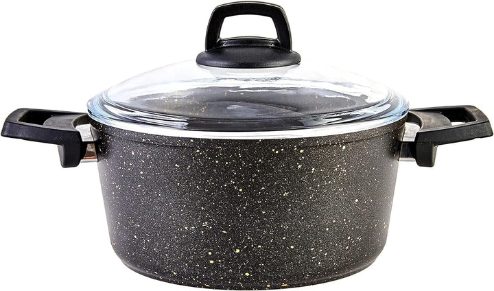 Karaca Biogranit Kochgeschirr-Set, Schwarz/Gold, 7-teilig,Kochgeschirr-Set, Antihaftbeschichtung, To