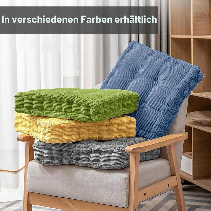 2er Set Sitzkissen, Dickes Stuhlkissen 40x40cm, Sitzpolster Outdoor & Indoor, für Gartenstuhl, Küche