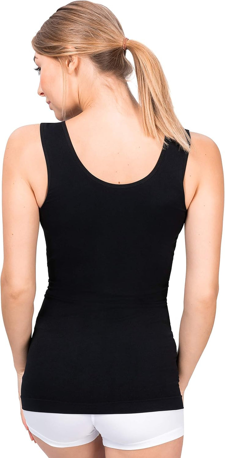 UnsichtBra 3er Pack Shape Damen Unterhemden Longshirt | Basic Wohlfühl Mikrofaser Damen Top ohne Büg