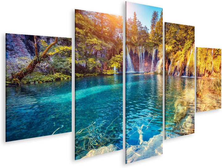 islandburner Bild auf Leinwand Plitvicer Seen Nationalpark Majestätische Aussicht Türkisfarbenes Was