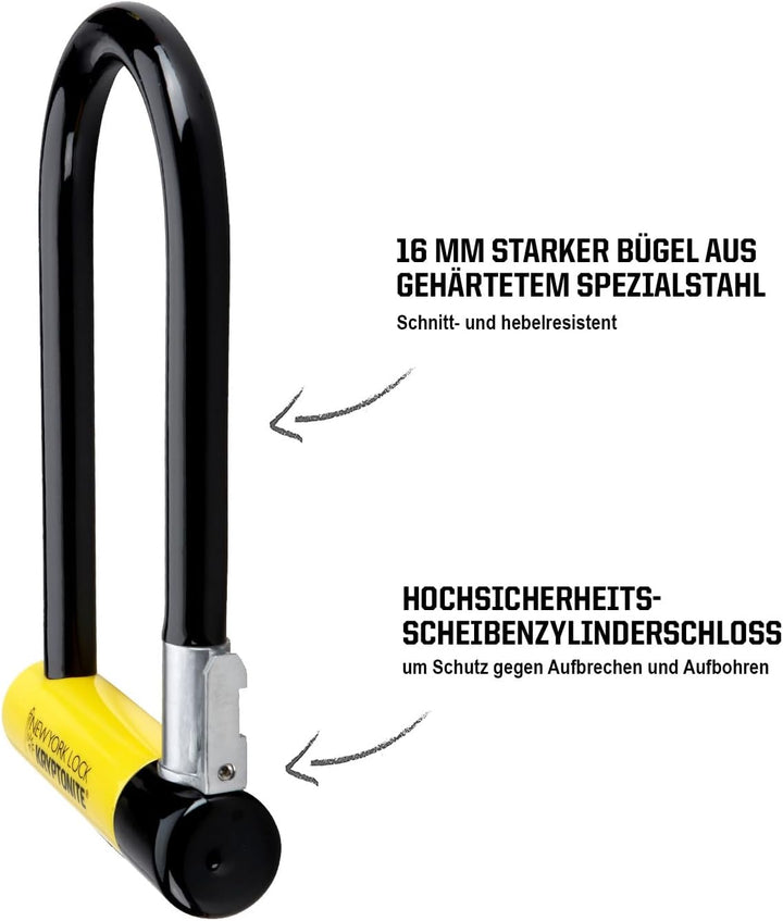 Kryptonite New York Standard Fahrrad Bügelschloss New York Lock Standard (10x20cm) Single, New York