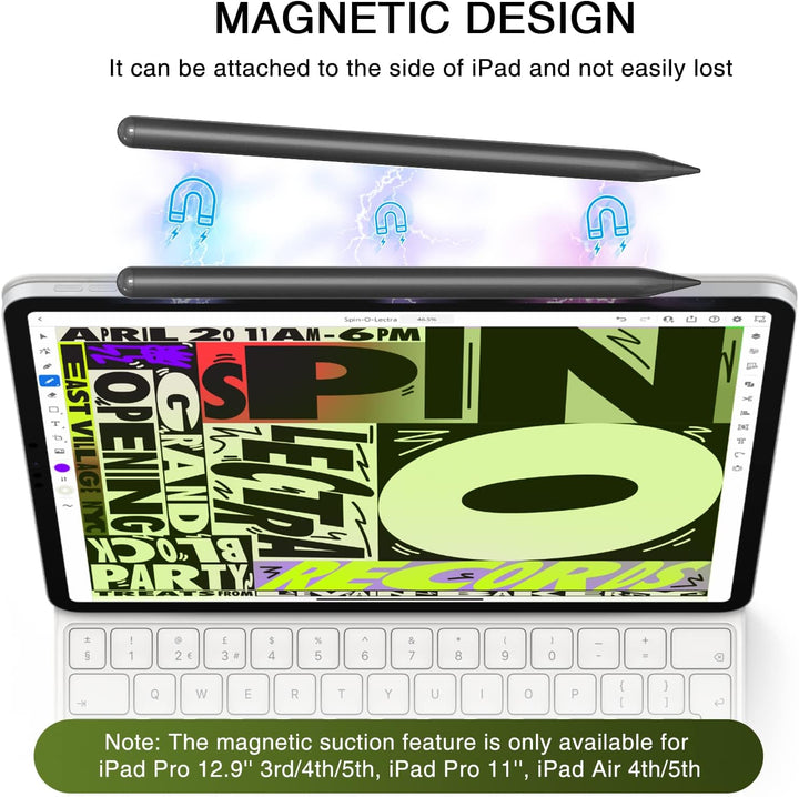 HATOKU Stift 2. Generation, Schnelllade Pencil für iPad mit Neigung & Palm Rejection, Magnetic Penci