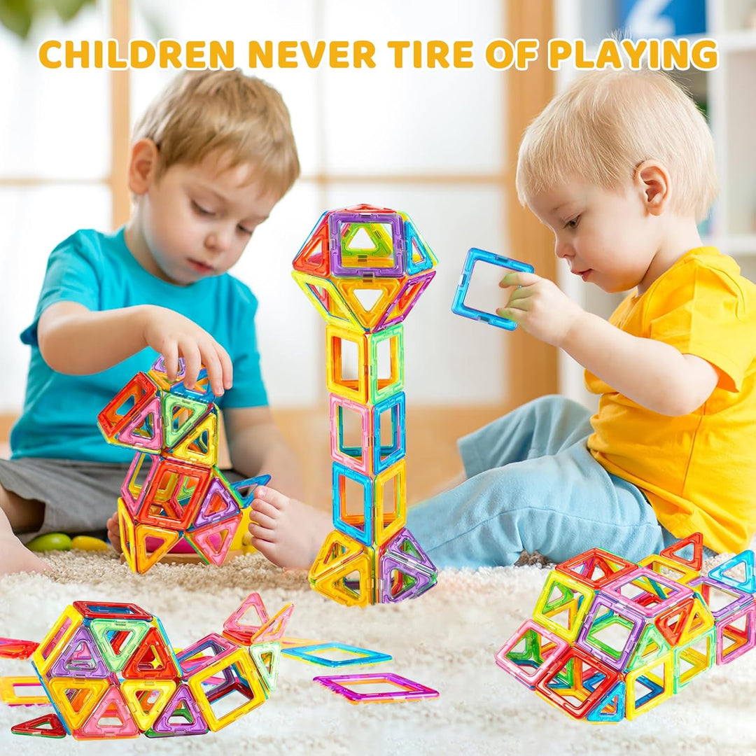 Crenova Magnetische Bausteine 50 Teile Magnetspielzeug Magnete Kinder Magnetbausteine STEM Lernspiel