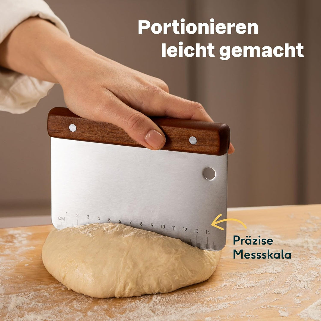 SILBERTHAL Teigkarte 2er Set Edelstahl 16cm gross - Teigschaber für Brot, Pizza, Gemüse - Teigmesser