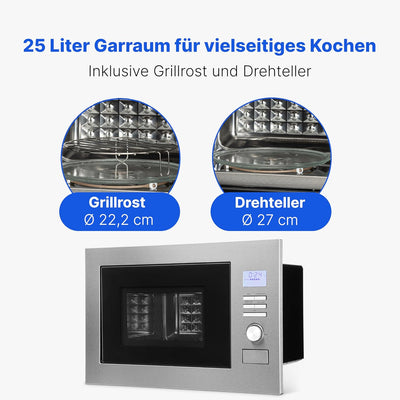 Bomann MWG 3001 H EB, 3 in 1- Einbau-Mikrowelle mit Grill und Heissluft, LCD-Display, 8 Automatikpro