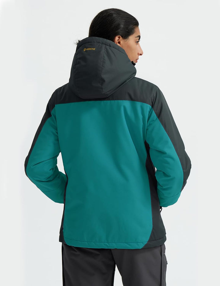 GEMYSE Damen Skijacke Wasserdicht Winddicht Regenjacke Wanderjacke Hardshelljacke mit Kapuze für den
