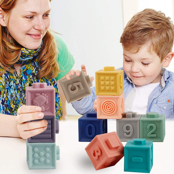 Mini Tudou Baby Bausteine Spielzeug Stapelwürfel Bauen Motorikspielzeug Baby Beissring,Lehrreich Ler