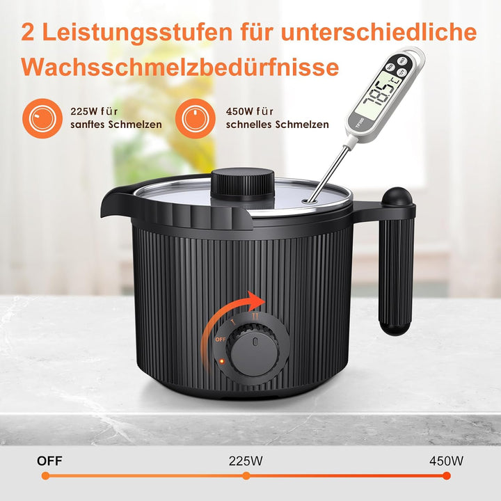 venpow Wachsschmelztopf mit Ausgiesser, kerzen selber machen set für erwachsene Anfänger, 1,5L gross