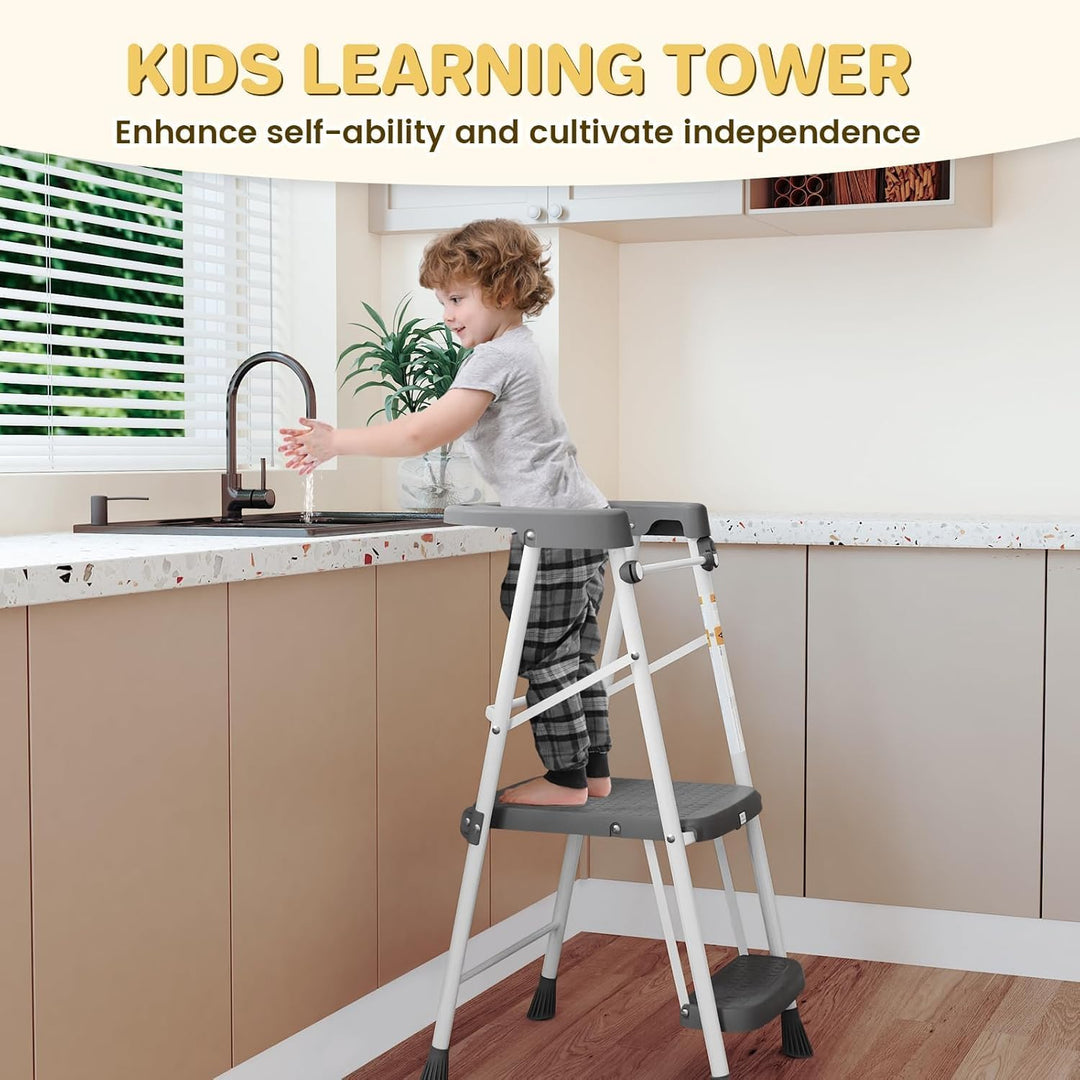 HBTower Lernturm Tower für Kinder, mit Kippschutz & Anti-Rutsch, mit Einer fallsicheren Stange, Leic