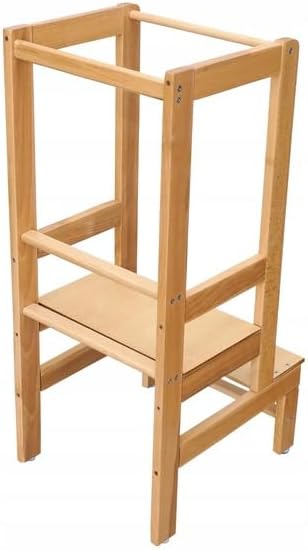 Baby Montessori Lernturm Kleinkind Trittstufe mit Verstellbarer Höhe und Sicherheitsschiene (Modelln