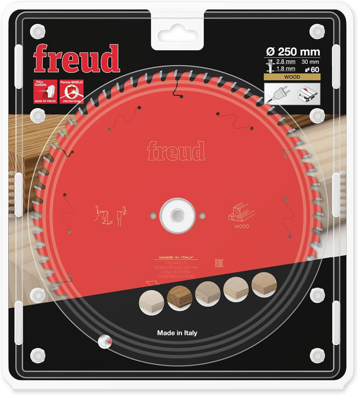 Freud Sägeblatt Tischkreissäge | ideal für Holz | 250 x 30 x 2,8/1,8 | 60 Zähne | Anti-Haft-Beschich