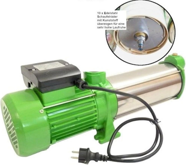 Gartenpumpe Edelstahl 2,2 Kw 11 Bar 8600 L/h Kreiselpumpe mit Drucksschalter/Trockenlaufschutz einst
