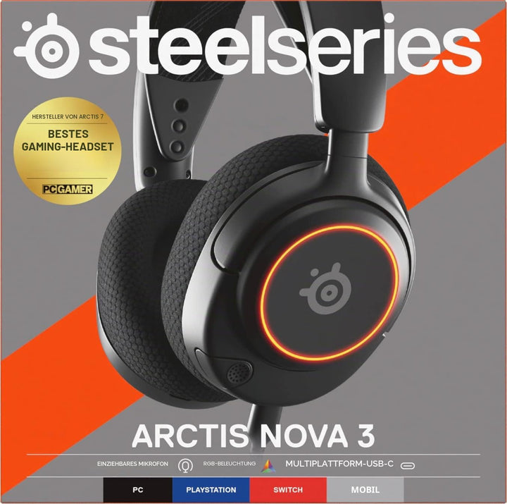 SteelSeries Arctis Nova 3 - Multi-System Gaming-Headset – Hi-Fi-Treiber – 360° Surround-Sound –RGB-B