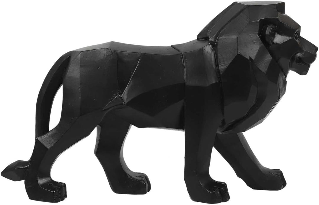 HOME DECO FACTORY, HD1338, Black Origami Lion - Decorative Polyresin Statue - Modern and Elegant Des