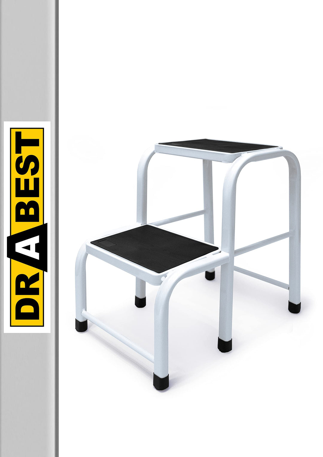 DRABEST - Tritthocker - 2 Stufen - Podest aus Aluminium - rutschfeste Oberfläche - 23 cm hoch - Trit