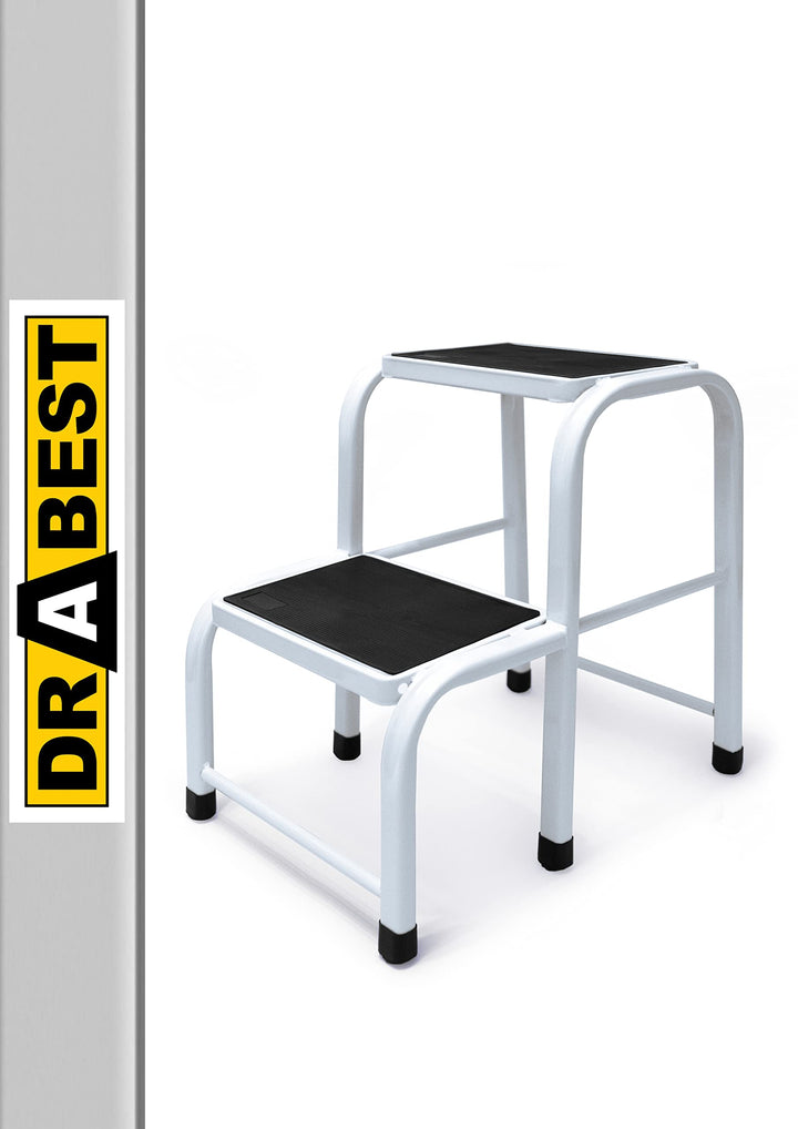 DRABEST - Tritthocker - 2 Stufen - Podest aus Aluminium - rutschfeste Oberfläche - 23 cm hoch - Trit