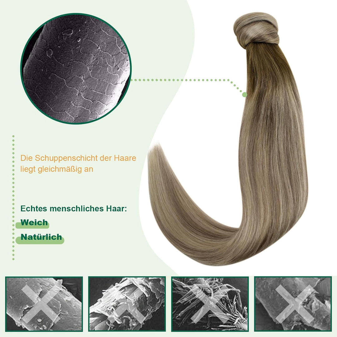 Easyouth Extensions Ponytail Echthaar Remy Pferdeschwanz Echthaar Balayage Zopf Extensions Echthaar