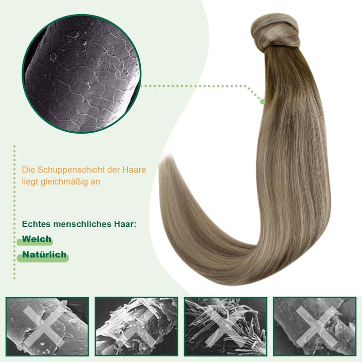 Easyouth Echthaar Zopf Extensions Balayage Pechschwarz Extension Echthaar Remy Pontayil Echthaar Far