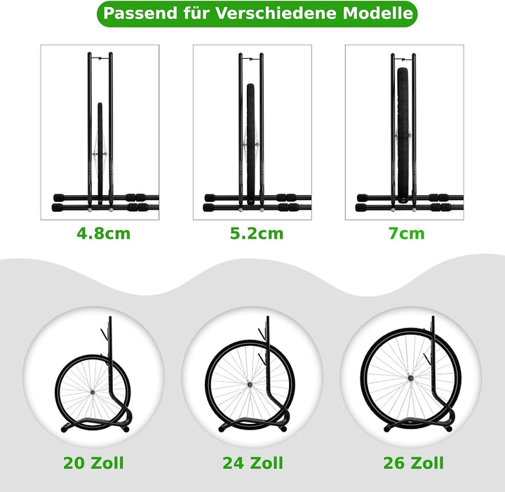 TLGREEN Fahrradständer Boden 2er-Set 24–26 Zoll,2-stufig(40/70 mm)