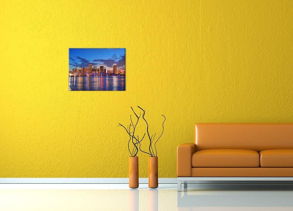 Bilderdepot24 Bild auf Leinwand | Skyline von Miami South Beach - Florida in 70x50 cm als Wandbild |