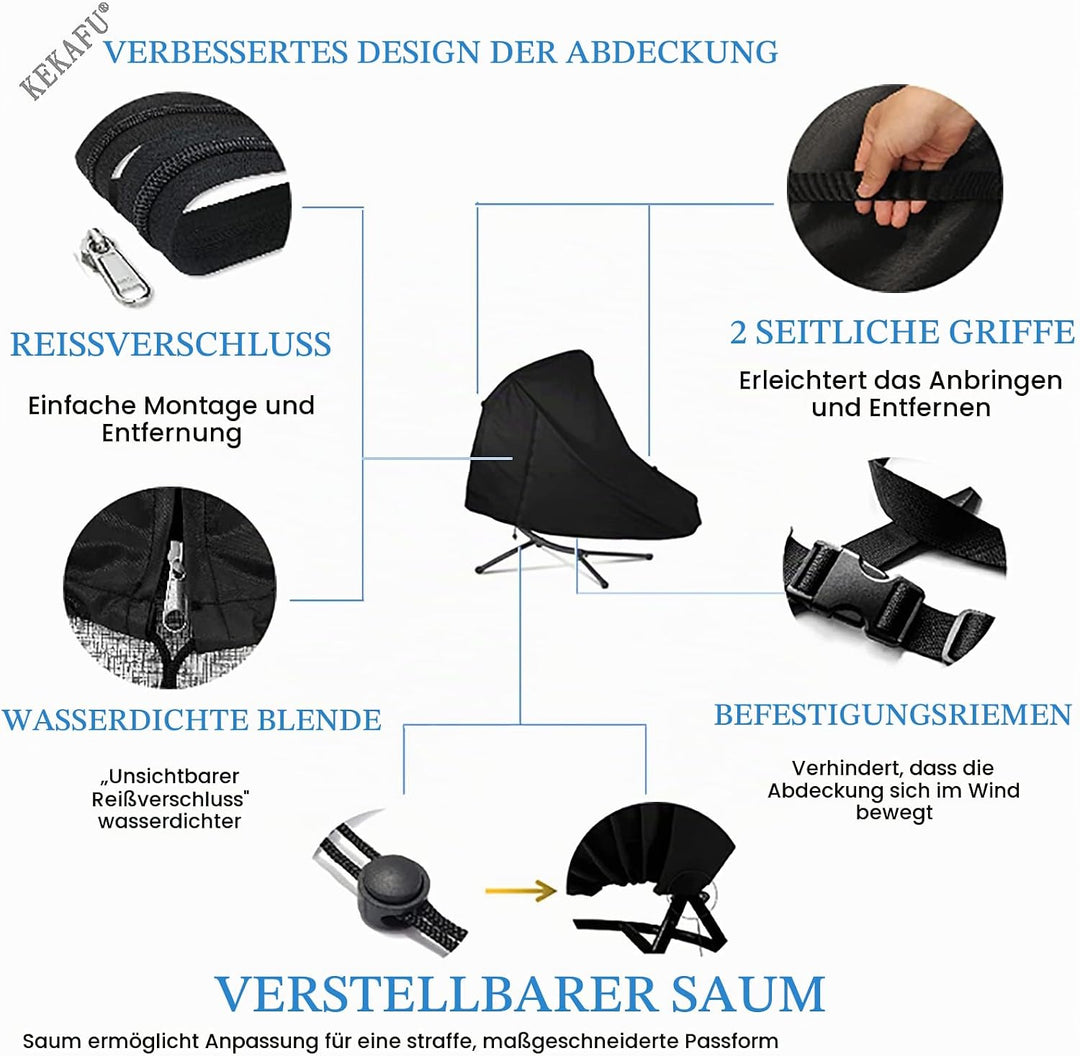 Hängeliege Abdeckung mit Reissverschluss, Schutzhülle Hängeliege mit Sonnenschirm, Abdeckung für Sch