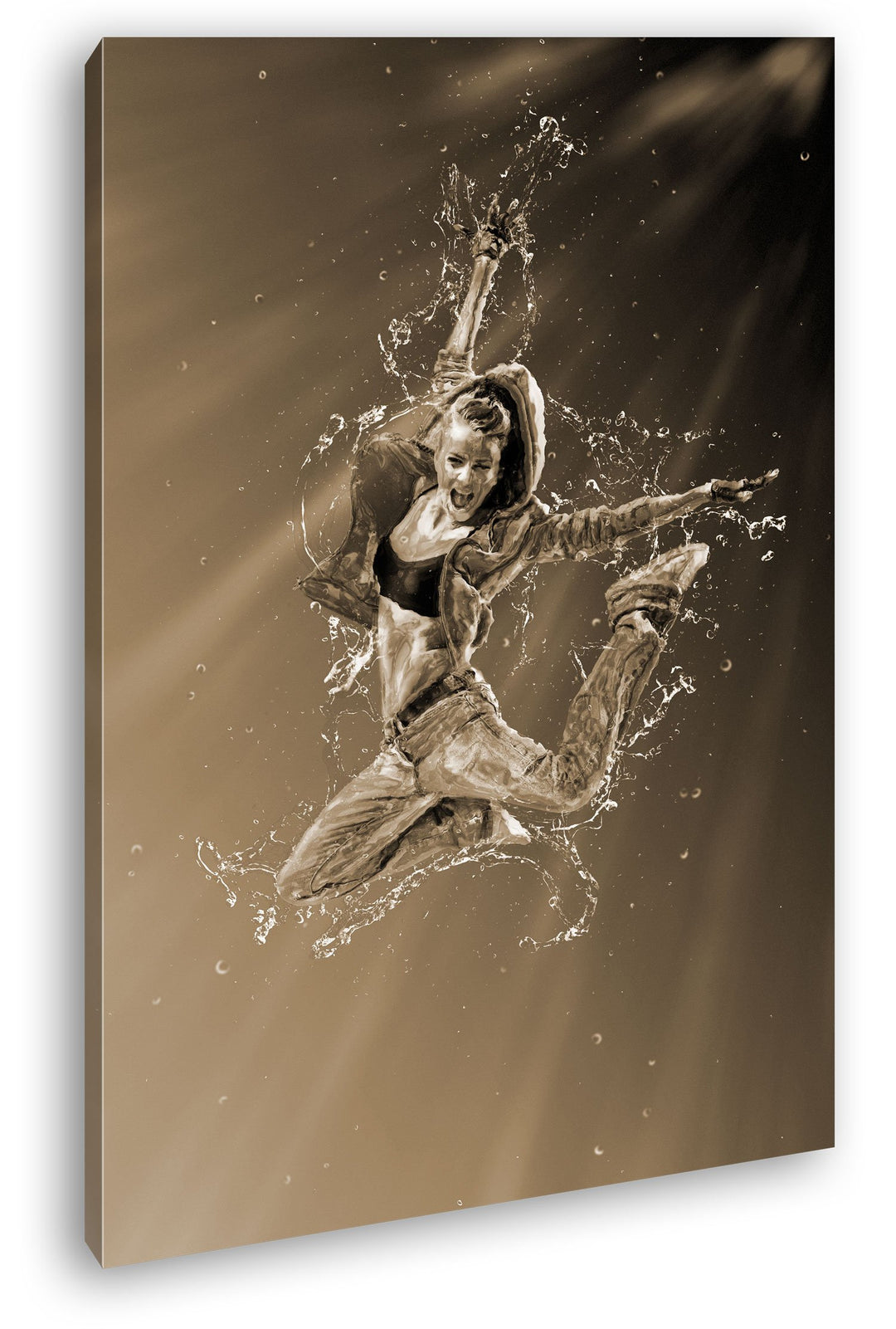 deyoli stylisher Tanz im Wasser Format: 80x60 Effekt: Sepia als Leinwand, Motiv fertig gerahmt auf E